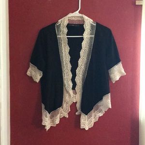 Crochet trim shrug- beautiful 🌸
